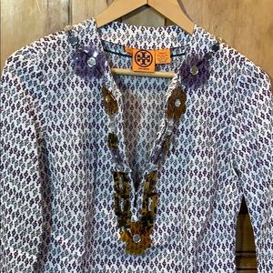 Tory Burch tortoise Beaded Tunic Top